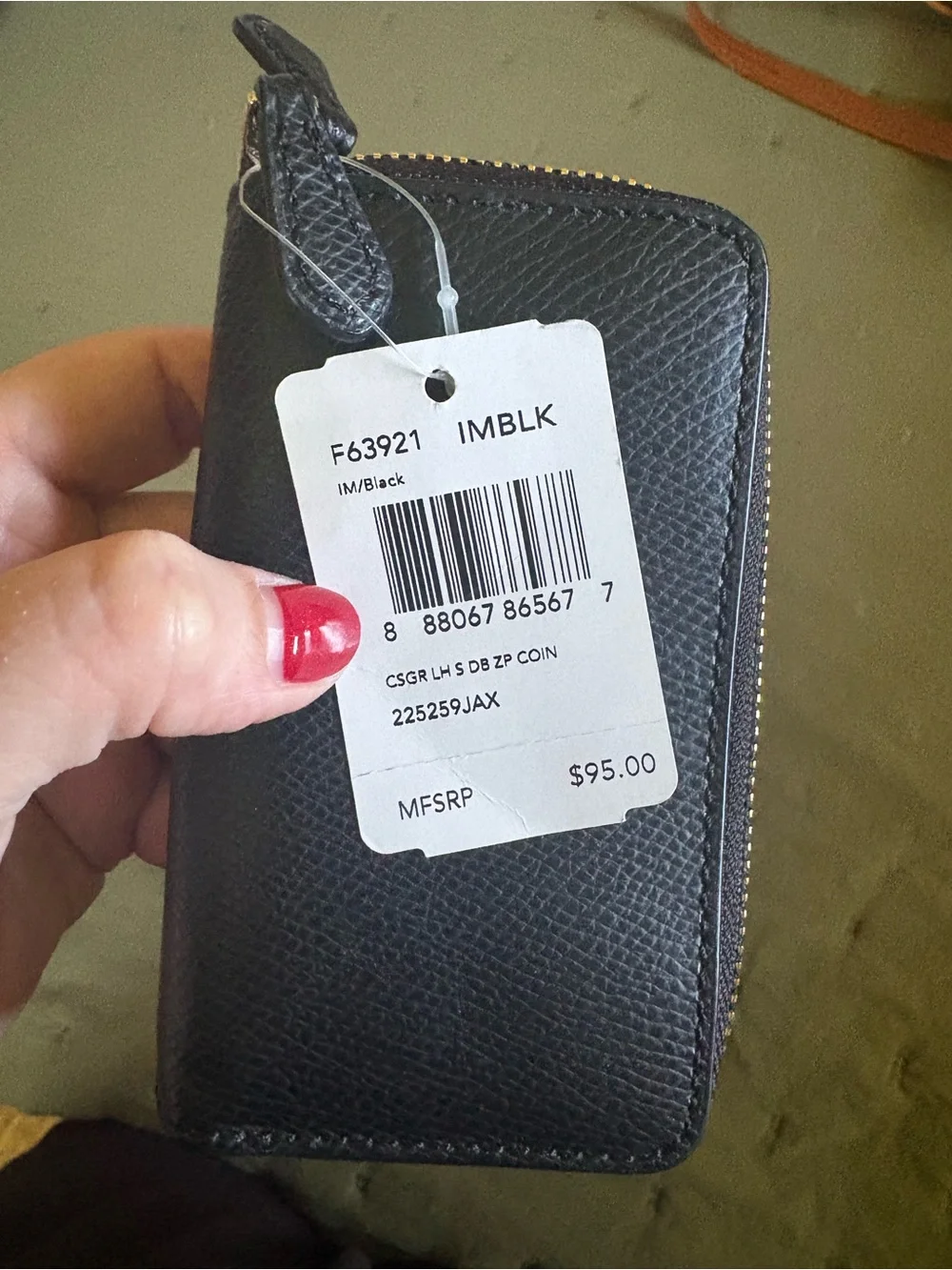 NWT COACH Black Zip-Around Leather Wallet